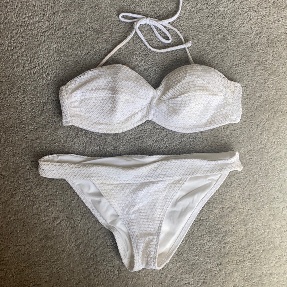 White Victoria’s Secret bikini 34C top Med. bottom
